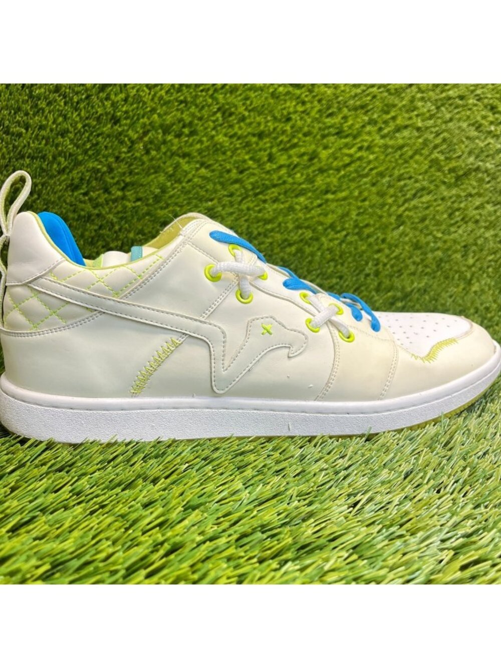 Sia Collective D1Y Mens Size 13 White Blue Green Athletic Leather Shoes Sneakers